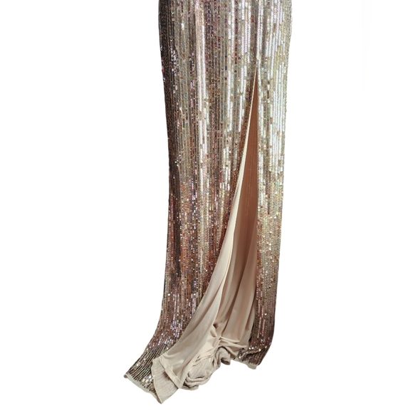 NWOT Sherri Hill Rose Gold/Light Pink Sequin Dress Prom Pageant Size 00 - Picture 4 of 9